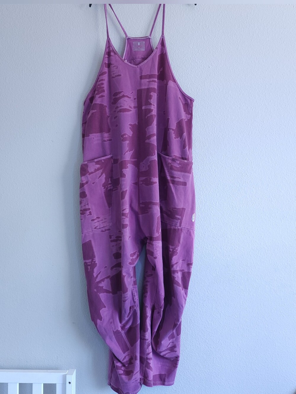 Free People FP Movement Hot Shot Printed Jumpsuit Magenta Purple M